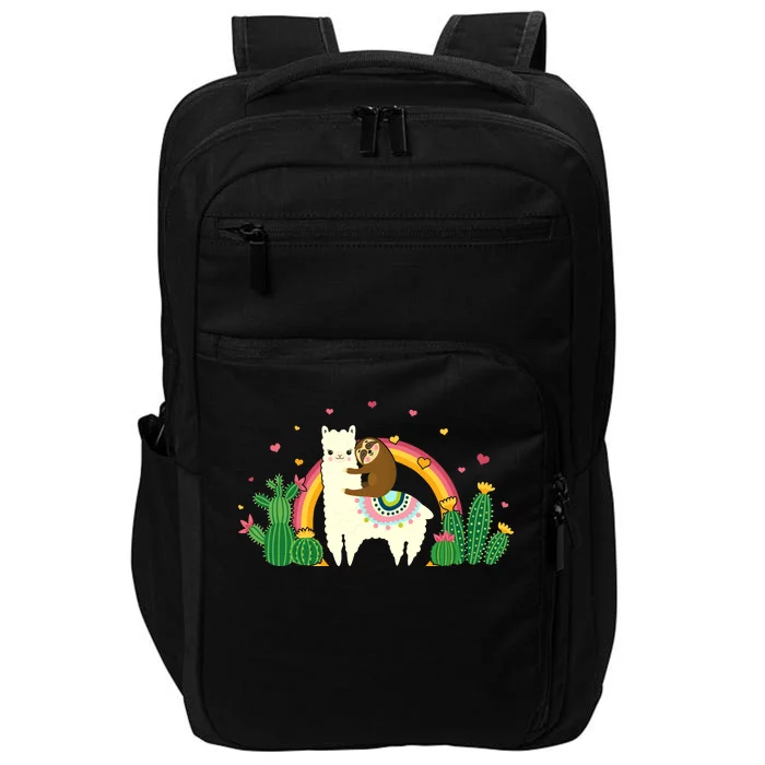 Cute Llama Sloth Love Impact Tech Backpack