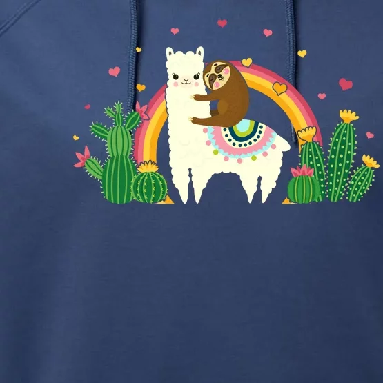 Cute Llama Sloth Love Performance Fleece Hoodie