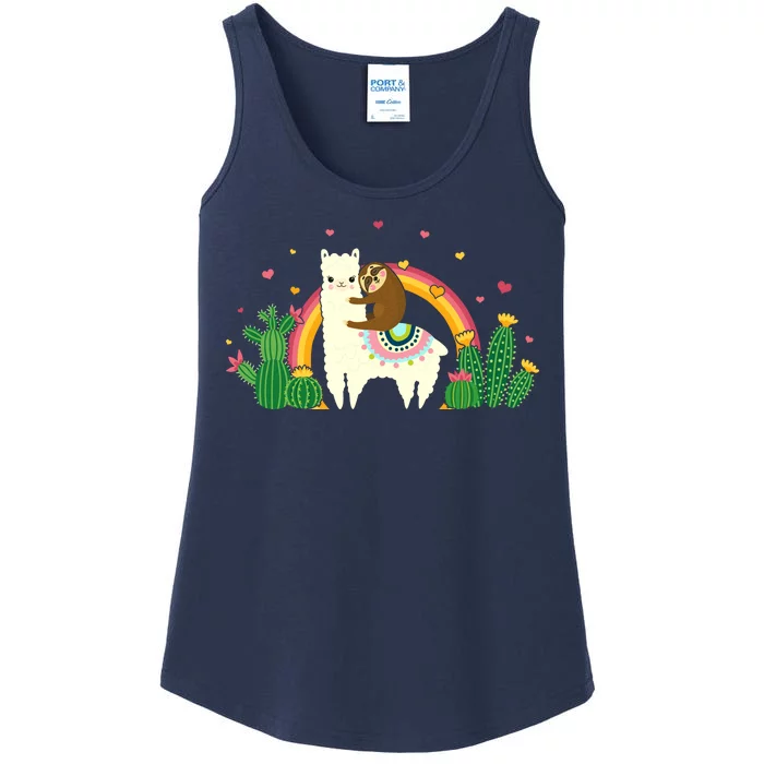 Cute Llama Sloth Love Ladies Essential Tank