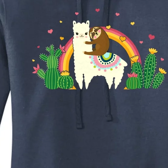 Cute Llama Sloth Love Women's Pullover Hoodie