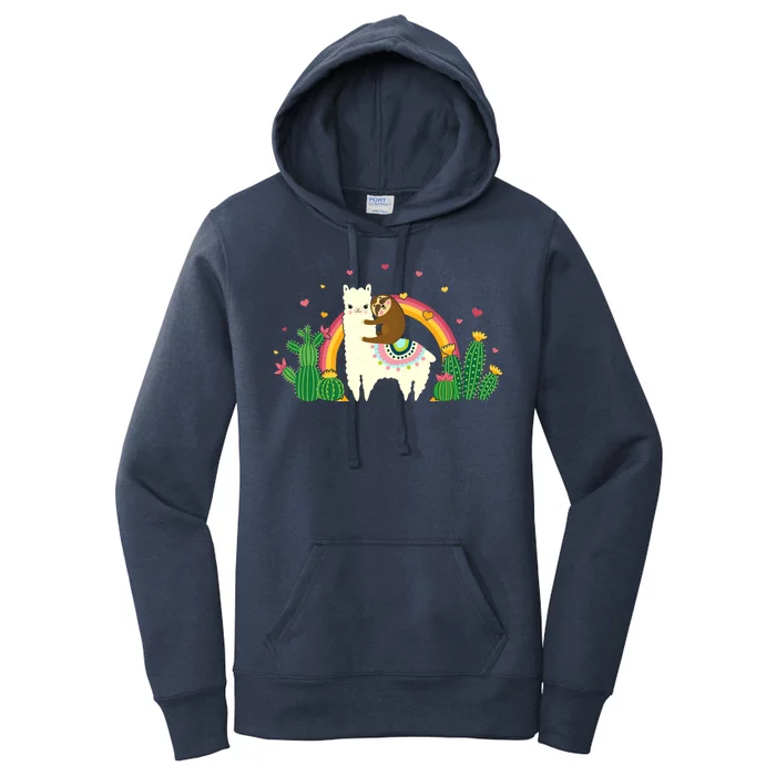 Cute Llama Sloth Love Women's Pullover Hoodie