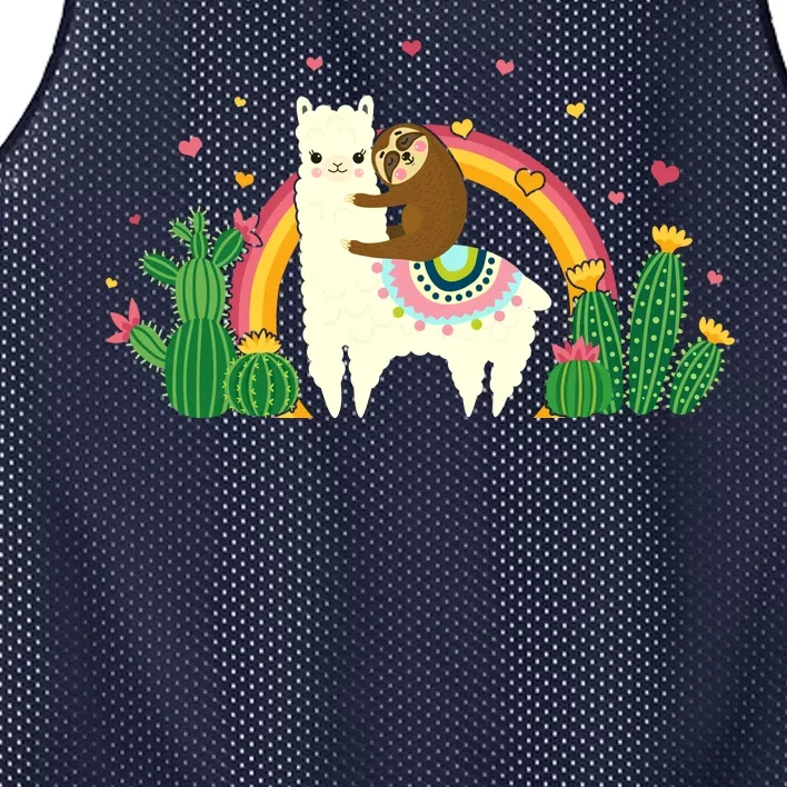 Cute Llama Sloth Love Mesh Reversible Basketball Jersey Tank