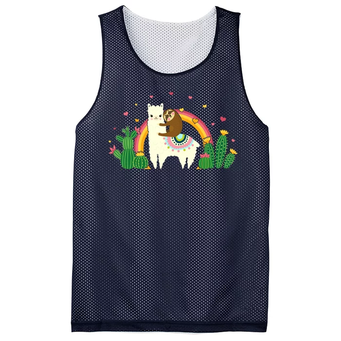 Cute Llama Sloth Love Mesh Reversible Basketball Jersey Tank