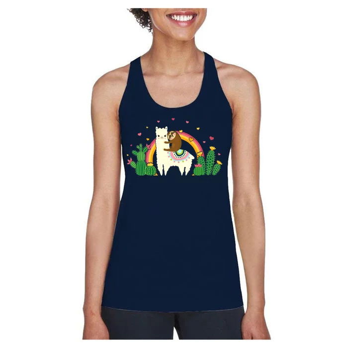 Cute Llama Sloth Love Women's Racerback Tank