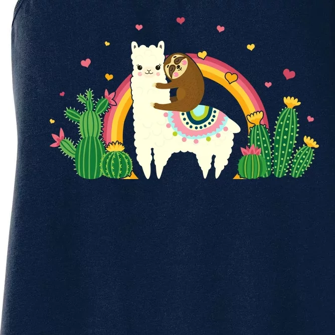 Cute Llama Sloth Love Women's Racerback Tank