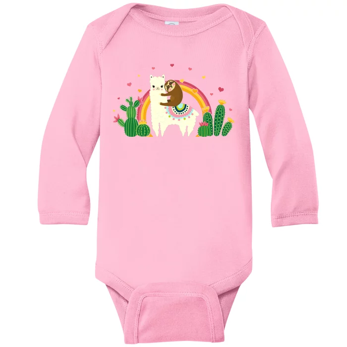 Cute Llama Sloth Love Baby Long Sleeve Bodysuit