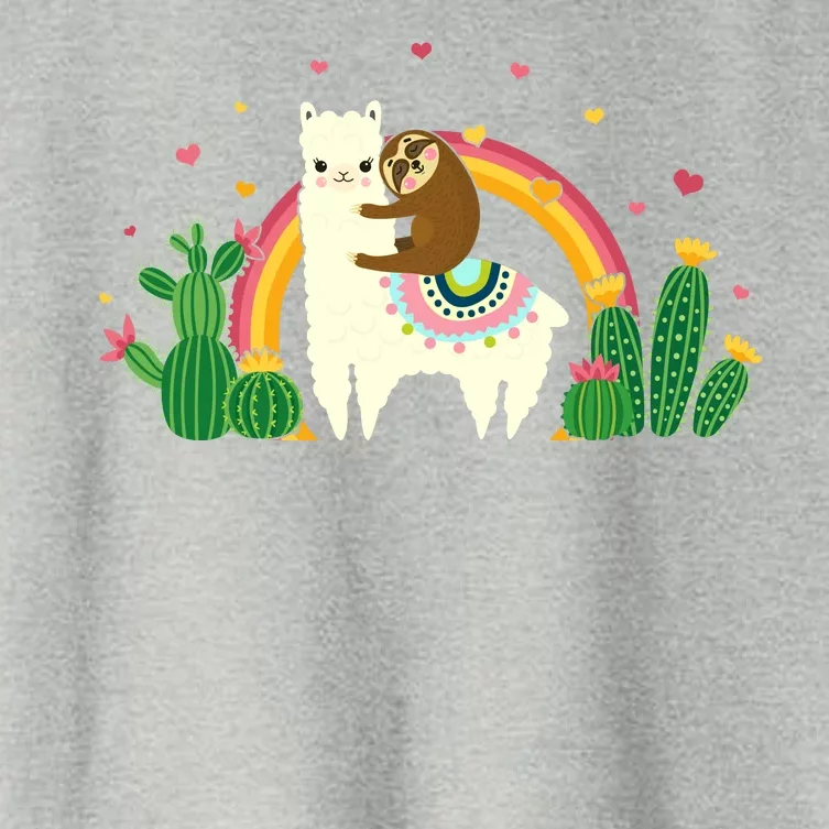 Cute Llama Sloth Love Women's Crop Top Tee