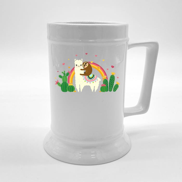 Cute Llama Sloth Love Front & Back Beer Stein