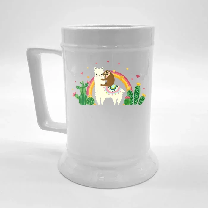 Cute Llama Sloth Love Front & Back Beer Stein