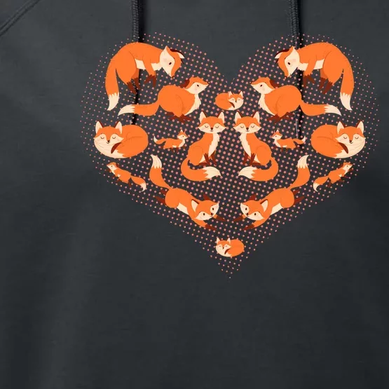 Cute Love Heart Foxes Performance Fleece Hoodie