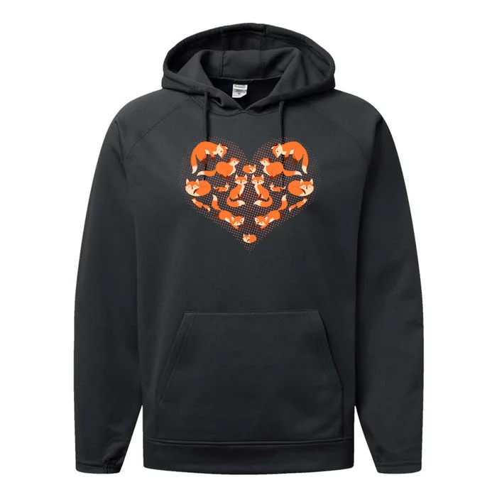 Cute Love Heart Foxes Performance Fleece Hoodie