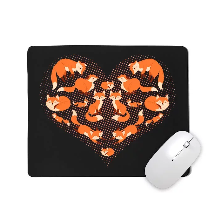 Cute Love Heart Foxes Mousepad