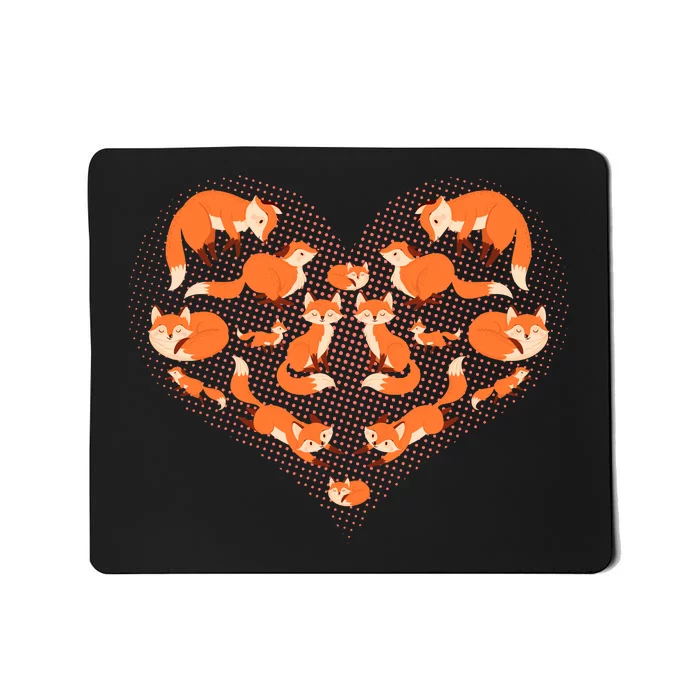 Cute Love Heart Foxes Mousepad