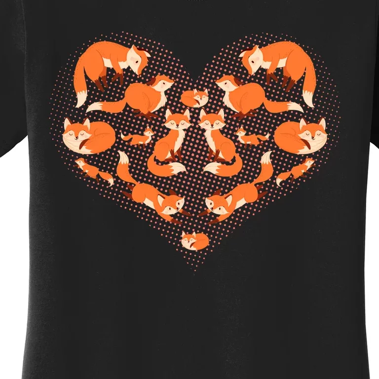 Cute Love Heart Foxes Women's T-Shirt