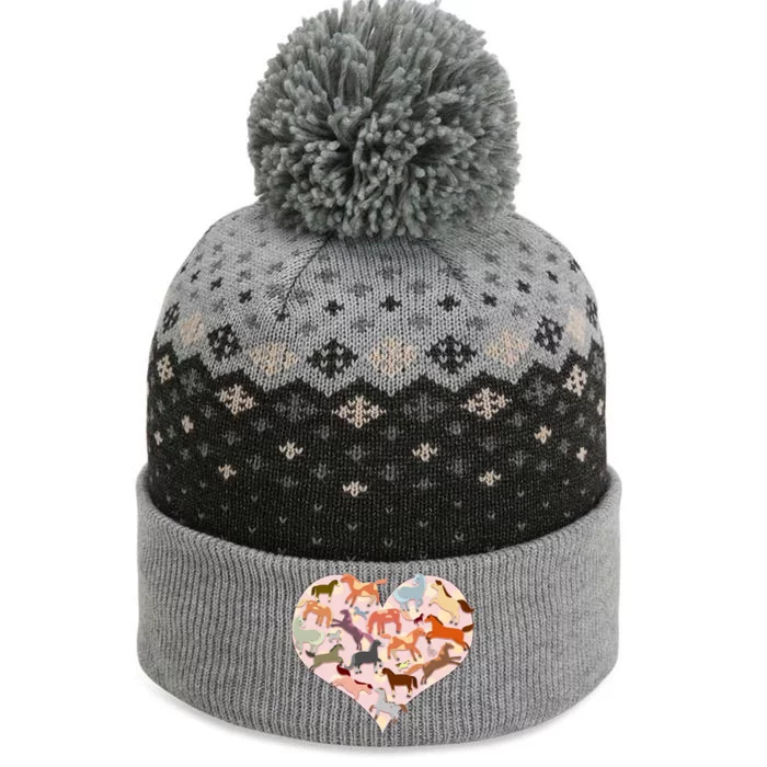 Cute Love Heart Horses The Baniff Cuffed Pom Beanie