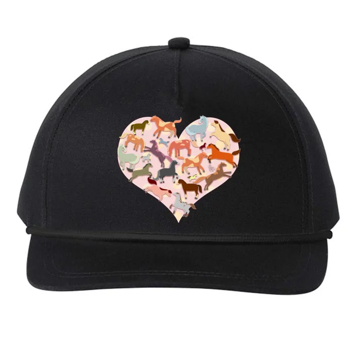 Cute Love Heart Horses Snapback Five-Panel Rope Hat