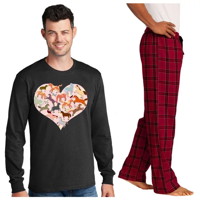 Cute Love Heart Horses Long Sleeve Pajama Set