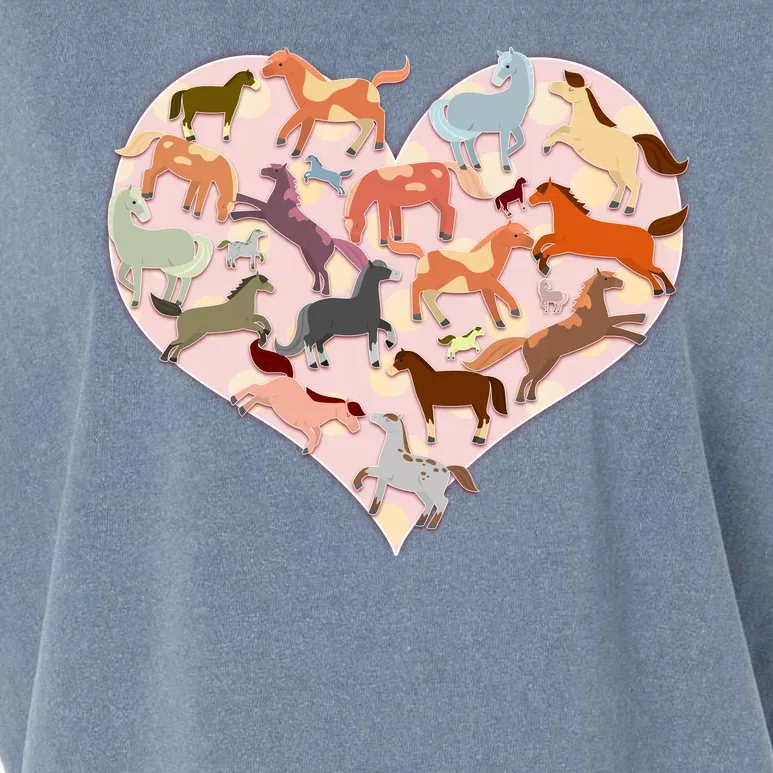 Cute Love Heart Horses Garment-Dyed Women's Muscle Tee