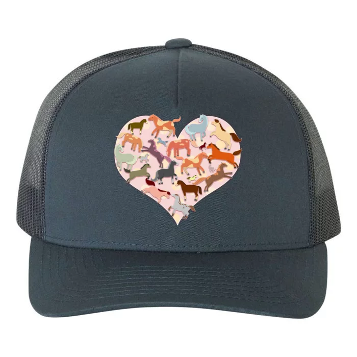 Cute Love Heart Horses Yupoong Adult 5-Panel Trucker Hat