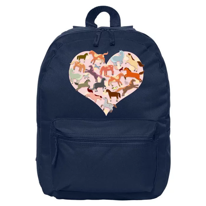 Cute Love Heart Horses 16 in Basic Backpack