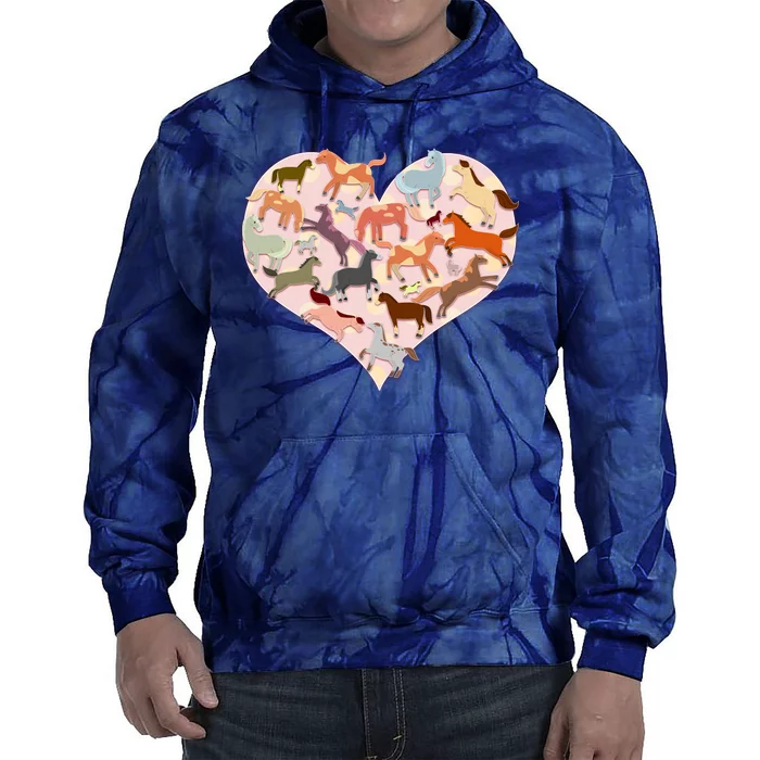 Cute Love Heart Horses Tie Dye Hoodie