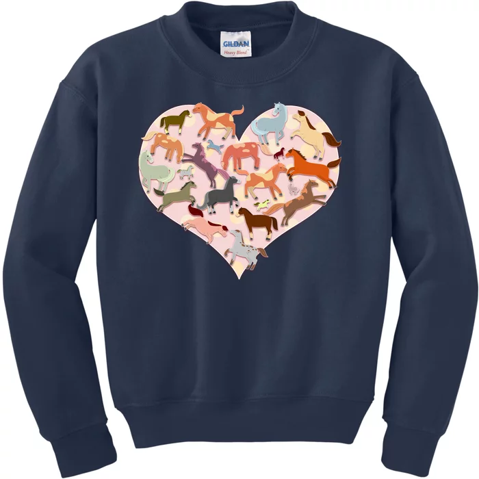 Cute Love Heart Horses Kids Sweatshirt