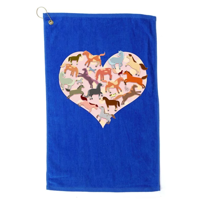 Cute Love Heart Horses Platinum Collection Golf Towel