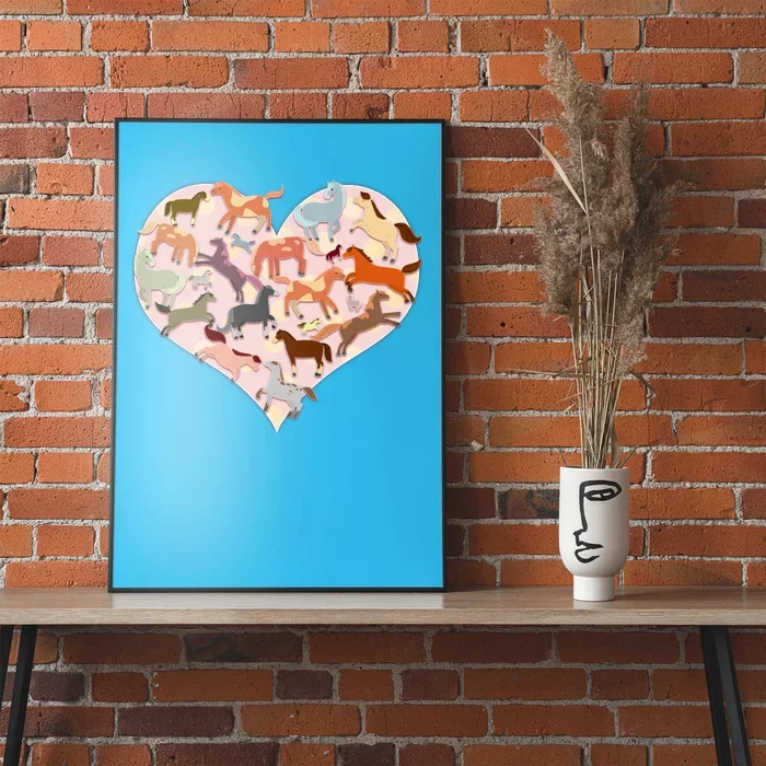 Cute Love Heart Horses Poster