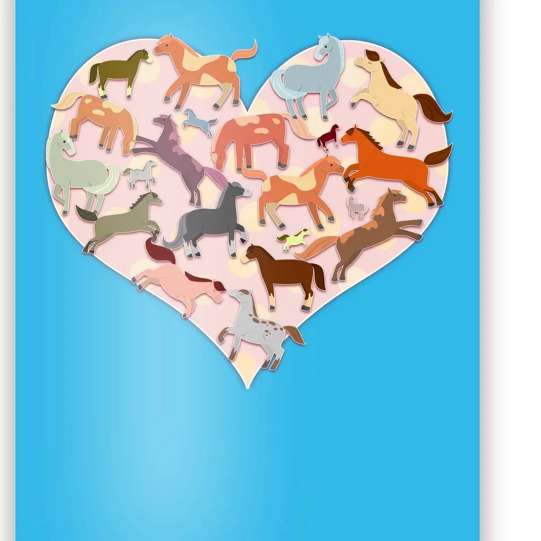 Cute Love Heart Horses Poster