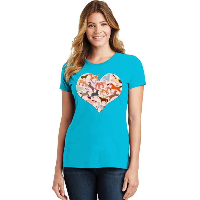 Cute Love Heart Horses Women's T-Shirt