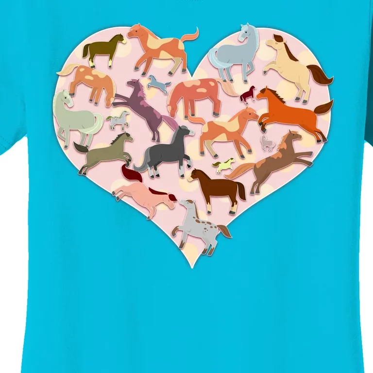 Cute Love Heart Horses Women's T-Shirt