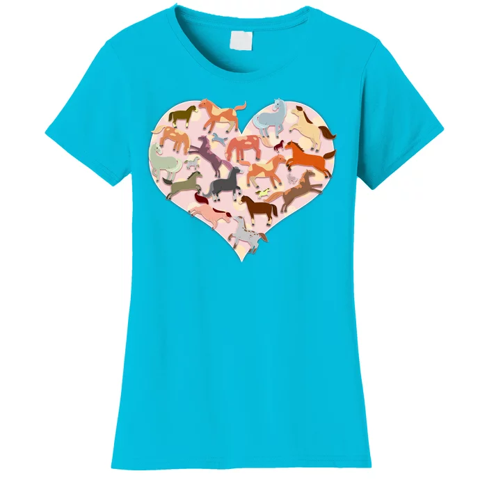 Cute Love Heart Horses Women's T-Shirt