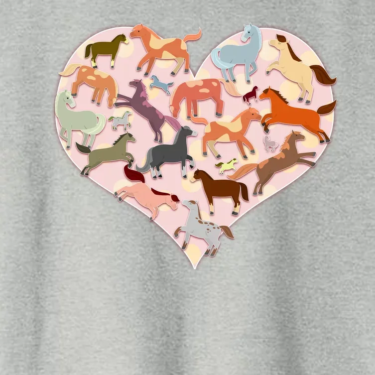 Cute Love Heart Horses Women's Crop Top Tee