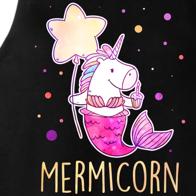 Cute Magical Mermicorn Unicorn Mermaid Ladies Tri-Blend Wicking Tank