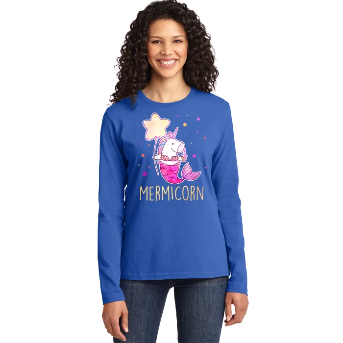 Cute Magical Mermicorn Unicorn Mermaid Ladies Long Sleeve Shirt