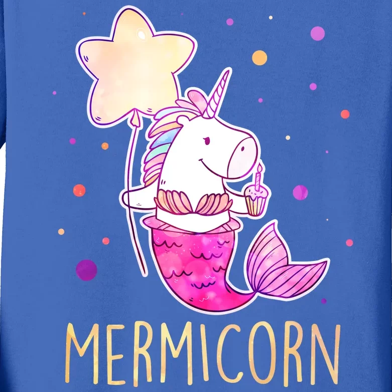 Cute Magical Mermicorn Unicorn Mermaid Kids Long Sleeve Shirt