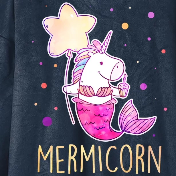 Cute Magical Mermicorn Unicorn Mermaid Hooded Wearable Blanket