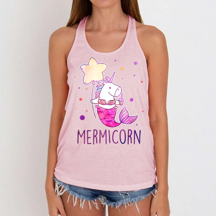 Cute Magical Mermicorn Unicorn Mermaid Women's Knotted Racerback Tank