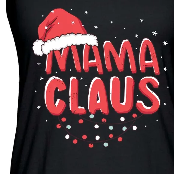 Cute Mama Claus Christmas Lights Ladies Essential Flowy Tank