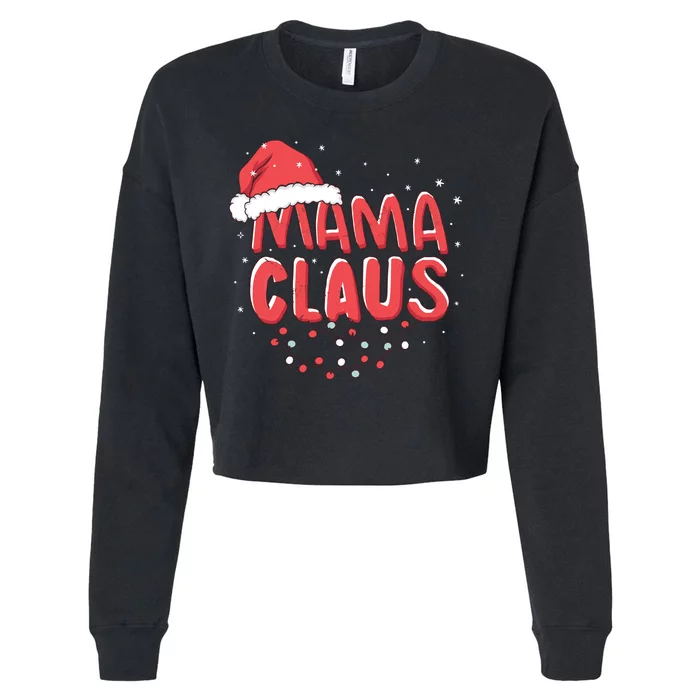 Cute Mama Claus Christmas Lights Cropped Pullover Crew