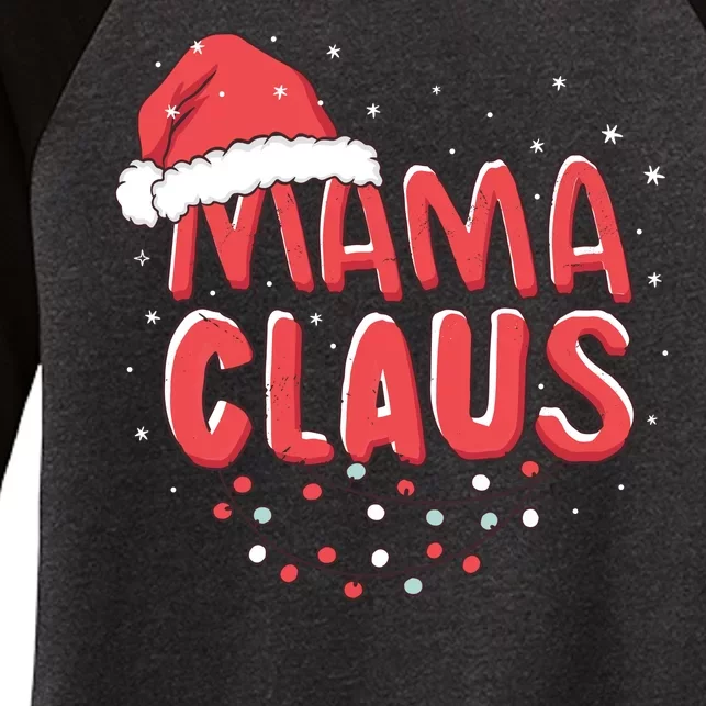 Cute Mama Claus Christmas Lights Women's Tri-Blend 3/4-Sleeve Raglan Shirt