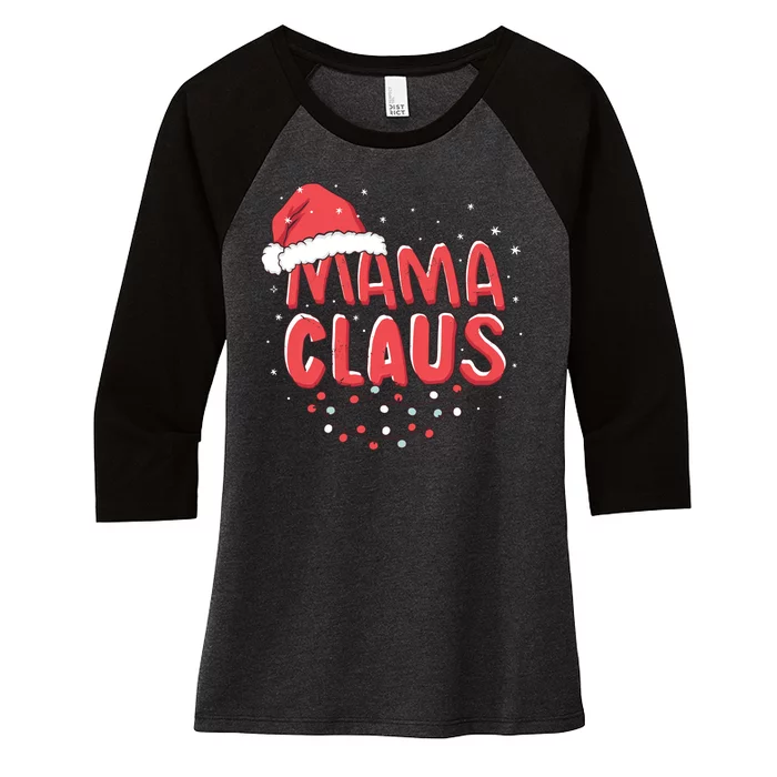 Cute Mama Claus Christmas Lights Women's Tri-Blend 3/4-Sleeve Raglan Shirt