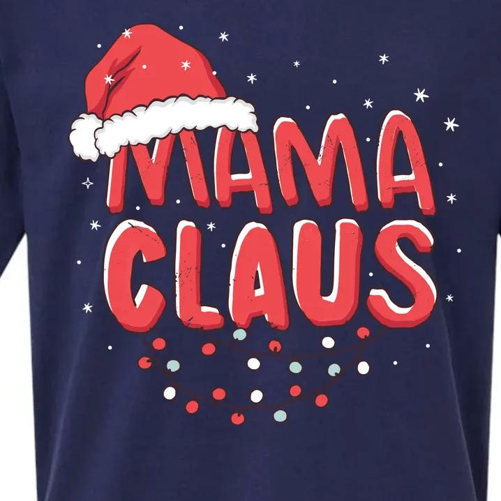 Cute Mama Claus Christmas Lights Sueded Cloud Jersey T-Shirt