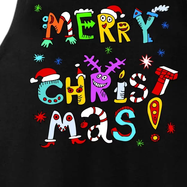 Cute Merry Christmas Ladies Tri-Blend Wicking Tank