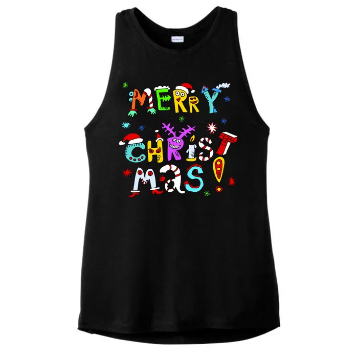 Cute Merry Christmas Ladies Tri-Blend Wicking Tank