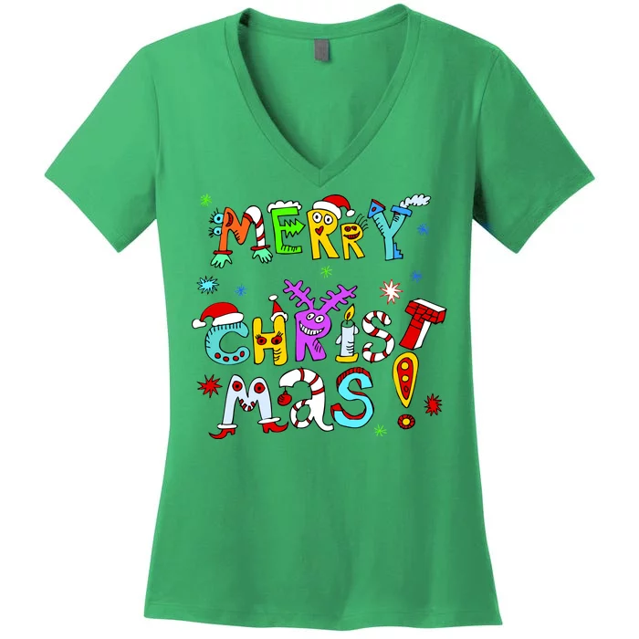 Cute Merry Christmas Women's V-Neck T-Shirt