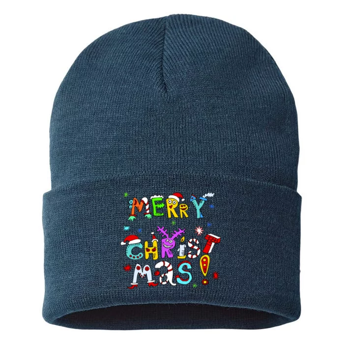 Cute Merry Christmas Sustainable Knit Beanie