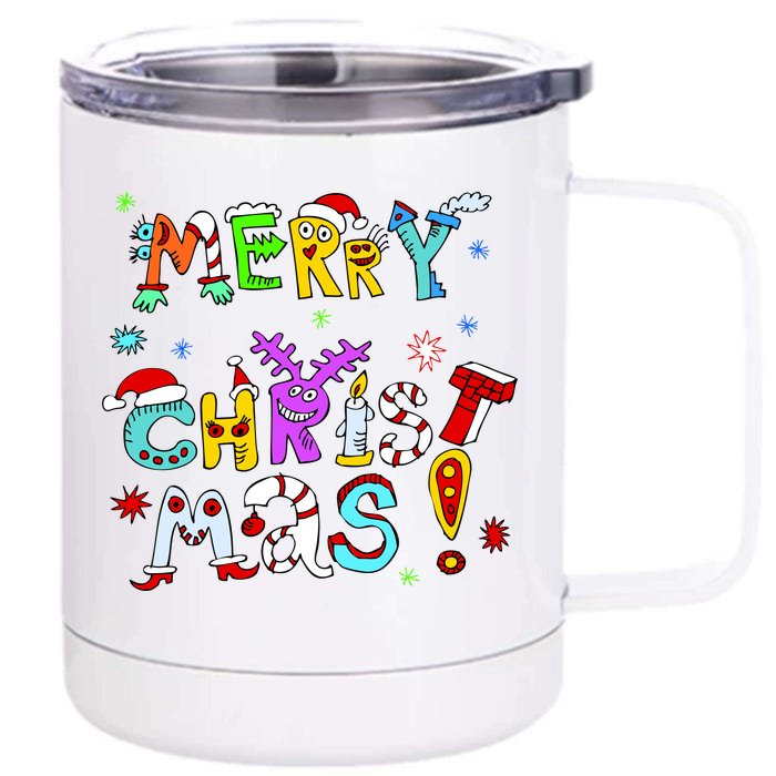 Cute Merry Christmas Front & Back 12oz Stainless Steel Tumbler Cup