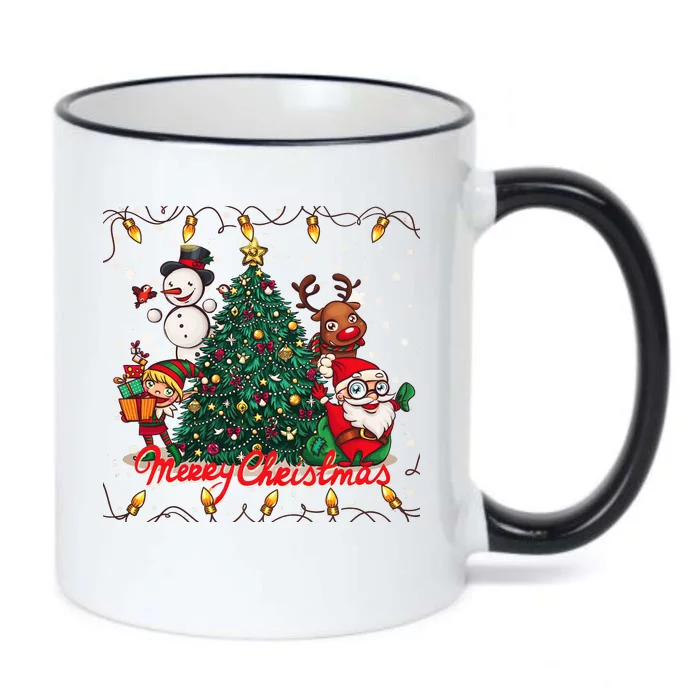 Cute Merry Christmas Graphic Collage Black Color Changing Mug