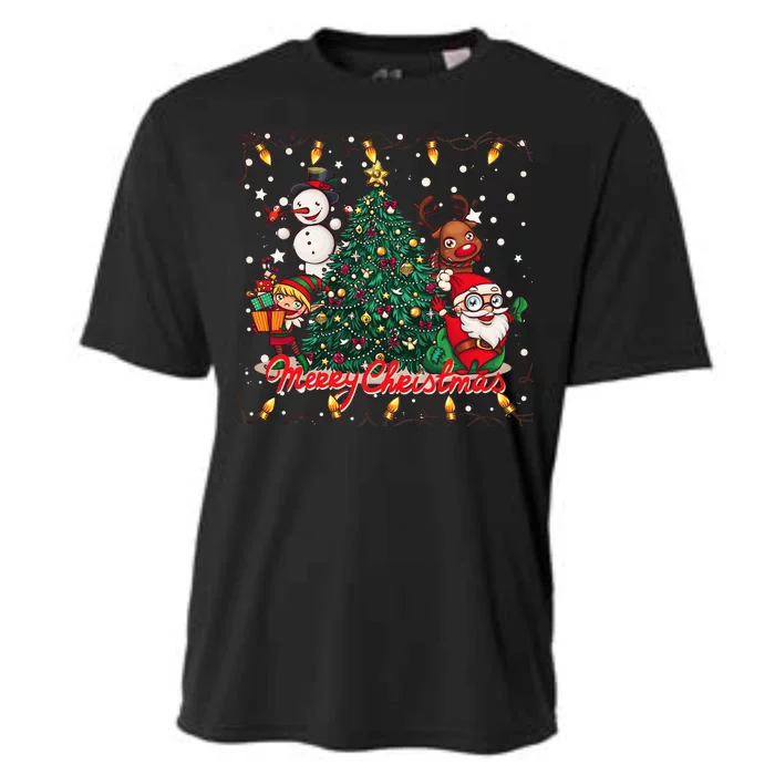 Cute Merry Christmas Graphic Collage Cooling Performance Crew T-Shirt